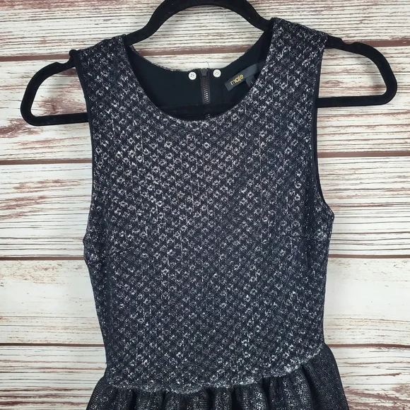 Maje Womens Size 1 Small Rider Argent Black Metallic Fit & Flare Mini Dress - Picture 5 of 11
